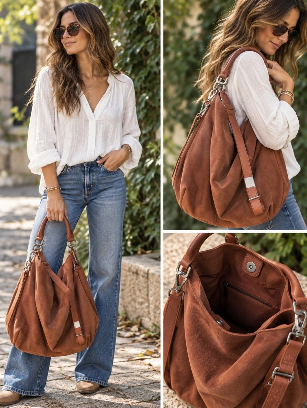 Free People Suede Hobo Bag in Rust Brown